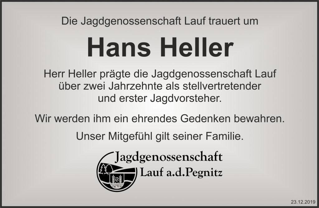 Nachruf Hans Heller